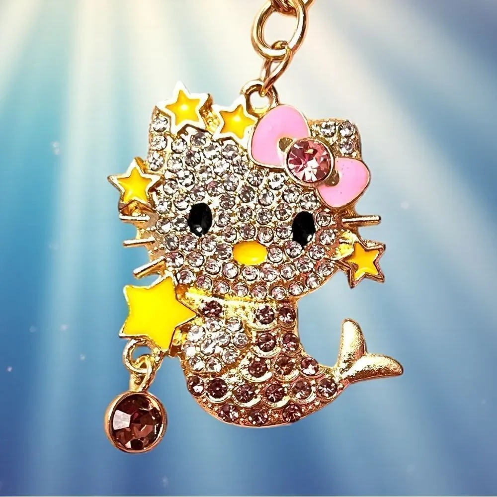 Hello Kitty Mermaid Purple Crystal Keychain Bag Charm